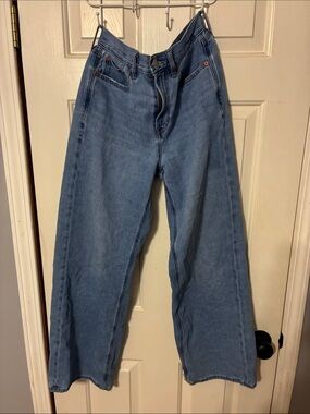 American Eagle Outfitters Medium Blue Wide-Leg High-Rise Jeans